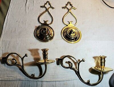 Pair Of Heavy Brass Virginia Metal Crafters Cw 16-3 Wall Candle Holder Sconces