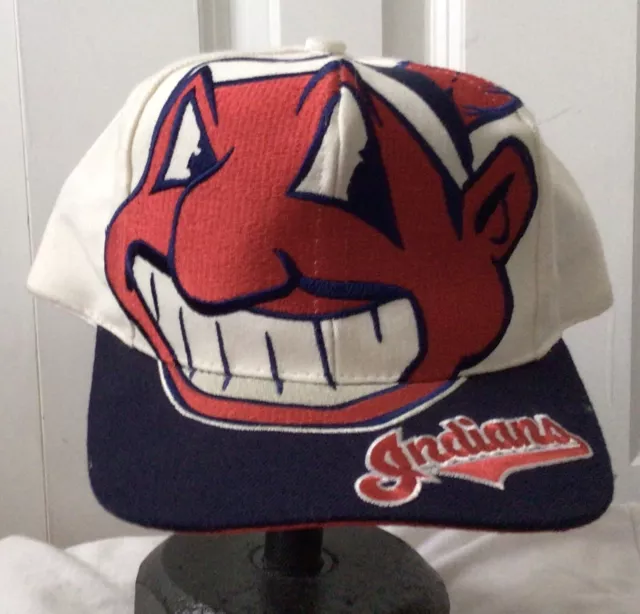 RARE Vintage Big Logo CHIEF WAHOO The Game Cleveland Indians Snapback Hat