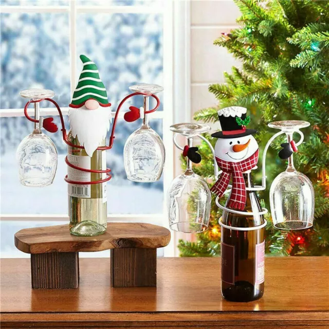 Christmas Wine Bottle & Glass Holders Wall Mounted White Wine Rack Champagne 3