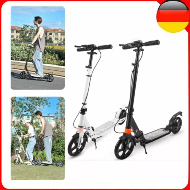 200mm Erwachsene Scooter Cityroller Roller 2 Big Wheel Tretroller Kickroller NEU