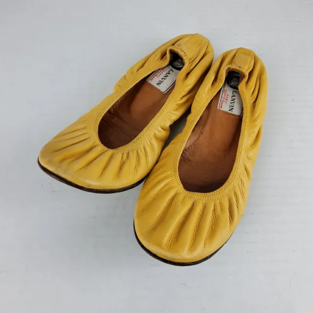 Lanvin Women's Leather Ballet Flats Shoes Yellow