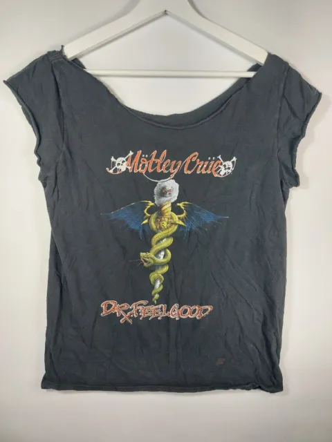 Vintage Motley Crue Dr. Feelgood Women's Cropped Shirt Altered Rock Band Tee