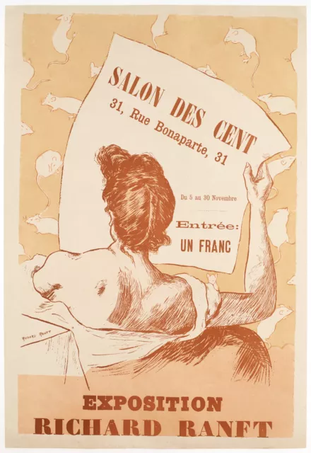 Affiche  Originale - Ranft - Salon des Cents - La Plume - Exposition Souris 1894