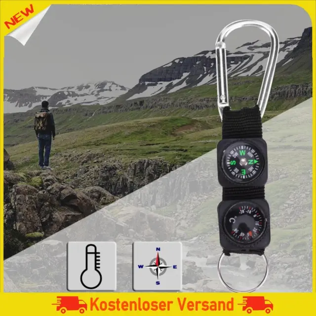 3"" 1 Climbing Compass Black Compass Thermometer Hanger for Camping Hiking Tool