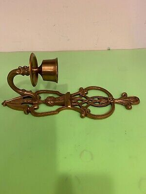 Vintage Ornate solid brass wall Scone Candle Holder  14.5'' tall