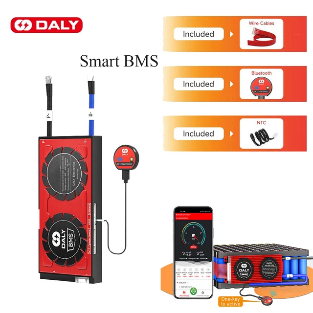 DALY BMS 48V 16S 200A LiFePO4 - Sistema Gestione Batteria Bluetooth - Per Impianti Solari E Camper
