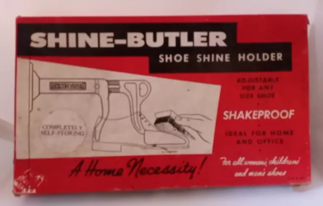 Vintage Shine Butler Shoe Shine Holder Original Box Made in USA Never Used