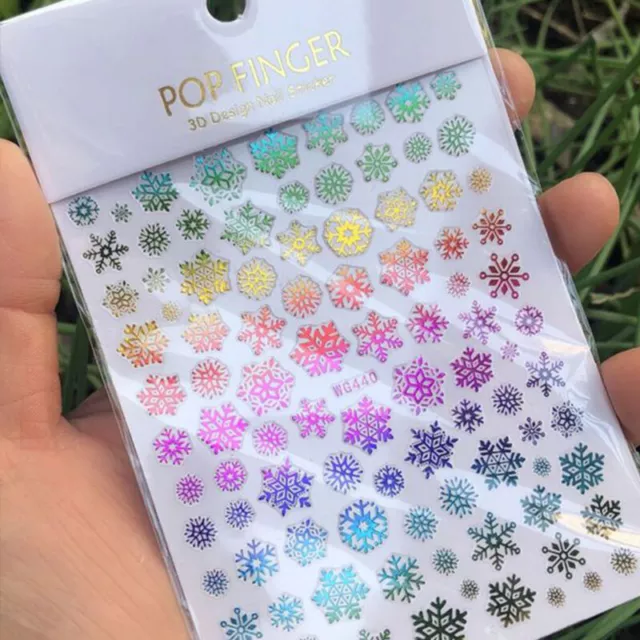 3D Noël Décalque Hiver Flocon de Neige Lase Or Ongle Slider Autocollant Ne ,