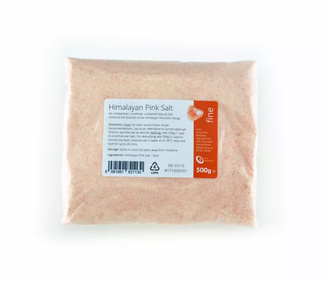 Himalayan Pink Salt 500g - Pure and Naturally Organic Food Grade Fine Salt