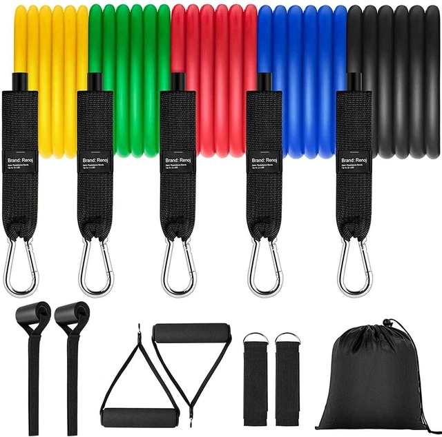 11 PCS RENOJ Resistance Band Set Yoga Pilates Exercise Tube Workout Bands 100lbs