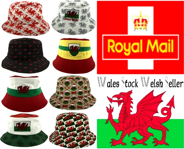 New Wales Cymru Am Byth Welsh Dragon Stripe Football Rugby Patriotic Bucket Hats