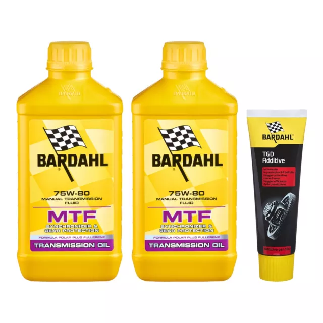 2 Lt Olio Bardahl Trasmissioni Cambio Manuale Mtf 75W80 Gl-4 + Additivo T&D