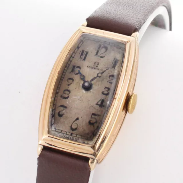 OMEGA 14K-GOLD-FILLED ART DECO TONNEAU ANTIK DAMEN UHR + BJ ca.1930 + RARITÄT