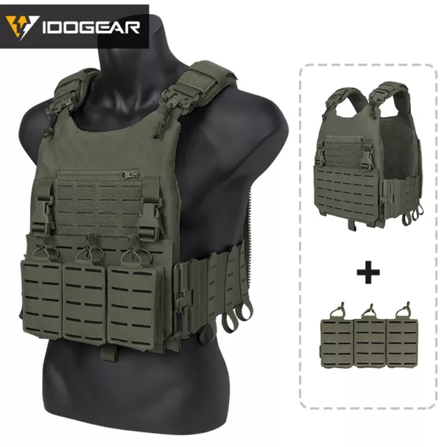 IDOGEAR Taktische Weste Airsoft Plate Träger MOLLE 556 Dreifachmag Tarngetriebe