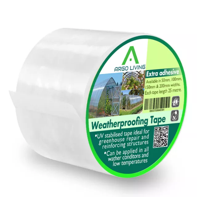25m Polytunnel Greenhouse Foil Clear Polythene Repair Tape, Many Size