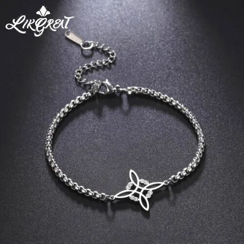 Celtic Knot Stainless Steel Women Bracelets Religious Box Chain Bracelet Jewelry