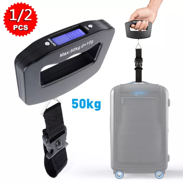 1/2x Digitale LCD Kofferwaage Gepäckwaage Hängewaage Reisewaage Handwaage - 50KG