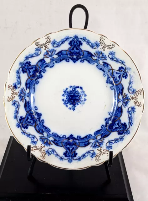 Upper Hanley Semi Porcelain England Elgar Flow Blue (2) Plates-7"