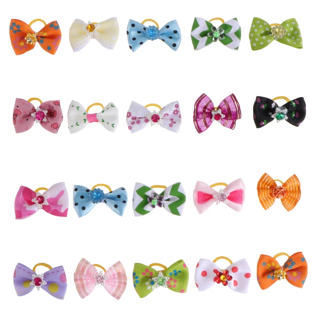 60 pcs Dog Hair Accessories Rhinestone Pearls Flowers Bows Topknot Headpiece