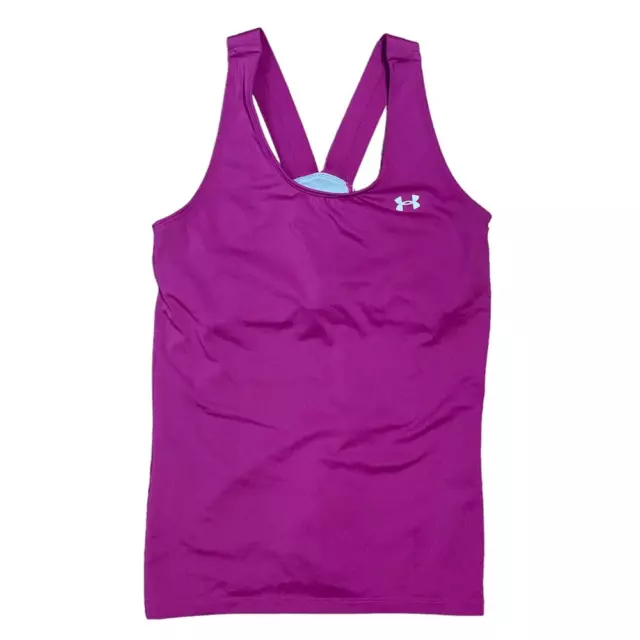 Under Armour Fitted Tank Top Heat Gear- Athletic Tank Purple/Pink Sz Small