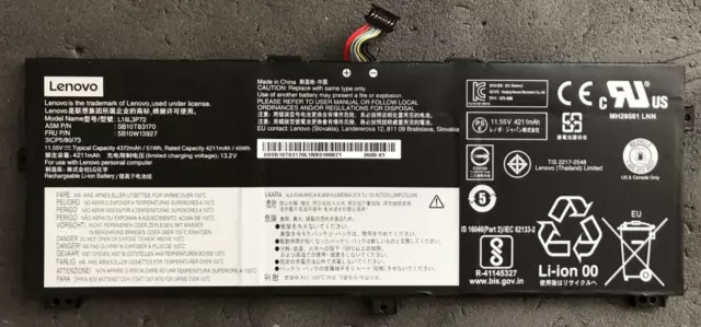 Lenovo Thinkpad X390 Genuine Battery L18L3P72-11.46v-4211 mAh-SB10T83170, Tested