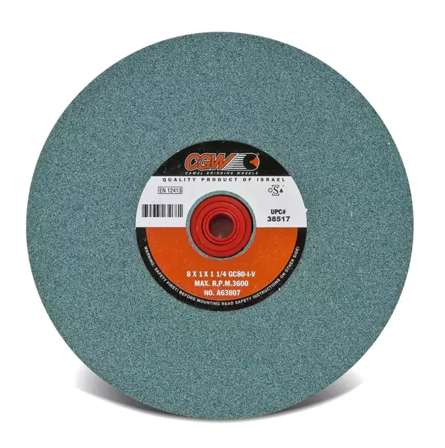 CGW 8 X 1 X 1-1/4 T1 GC80-I-V Bench Wheel Green Silicon Carbide One Wheel per Lo
