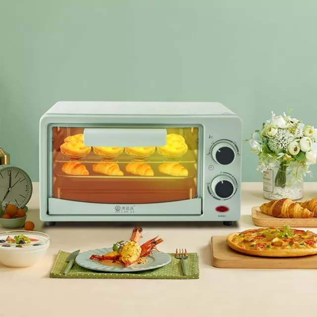 Mini Oven Countertop Bake Oven Baking Accessory 12L Mini Oven 600W Countertop Multifunction Baking Oven Cute Pattern for Home Kitchen AU Plug