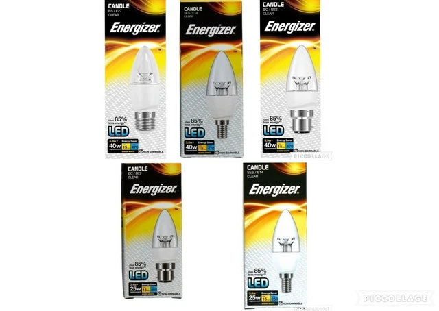 Energizer LED Kerzenlicht Glühbirnen Lampe klar 3,4w 5,9w warmweiß 25w 40w 3's
