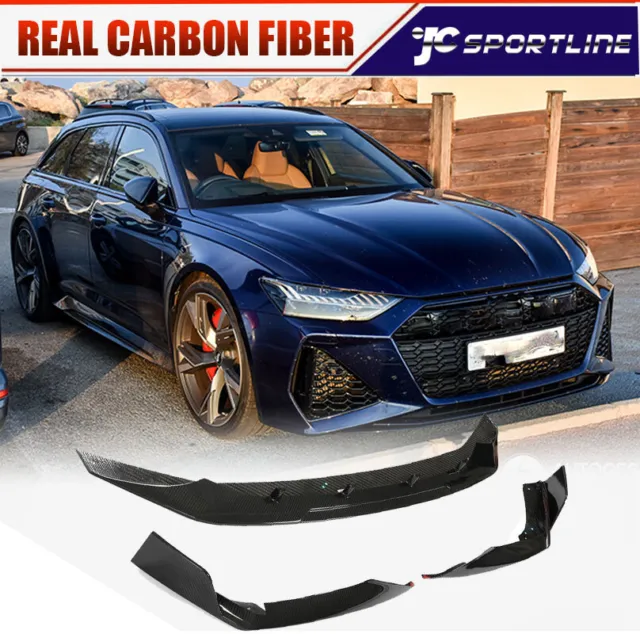 Fits Audi RS6 C8 Avant Wagon 2019UP Dry Carbon Front Bumper Lip Spoiler Chin Kit