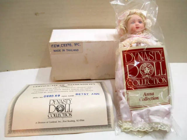 VTG Dynasty Doll Collection Betsy Ann C9370 Porcelain w/ COA NEW OB Very Rare