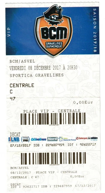 Ticket Match Pro A – SLUC Nancy Vs Paris PSG Racing – 5 Mars 2005 (basketball)