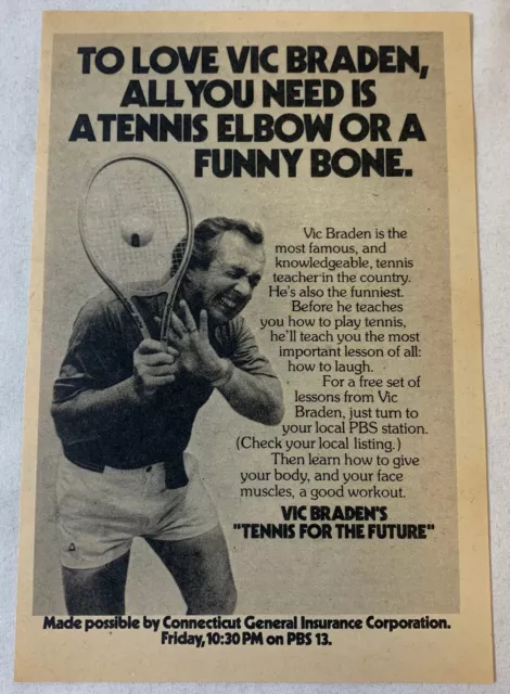 1981 Pbs TV Ad ~ Vic BRADEN'S Tennis Für Die Zukunft