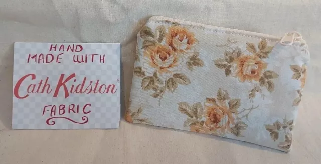 Cath Kidston fabric (Peach rose) Coin/credit card purse, earbud holder gift idea