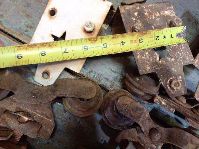 Lot Of Antique Vintage Barn Door Rollers And Brackets With Star 10