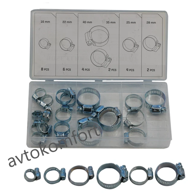 26 pezzi 10-40 mm Mini fascetta stringitubo in acciaio Kit scatola...
