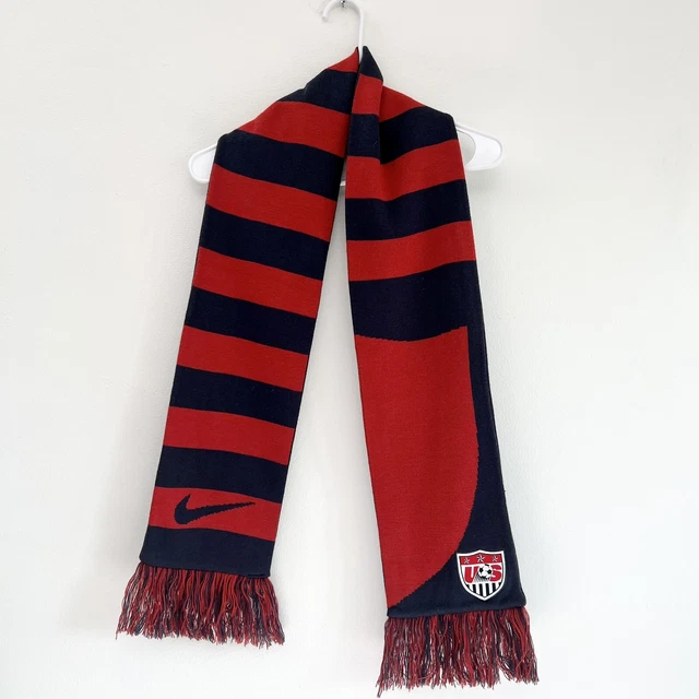 US Soccer Sport Scarf Nike Team USA Double Sided Strips USMNT VTG Logo Red Blue