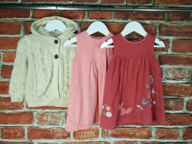 Baby Girl Bundle Age 9-12 Months 100% M&S Dress Jumper Cardigan Set Infant 80Cm
