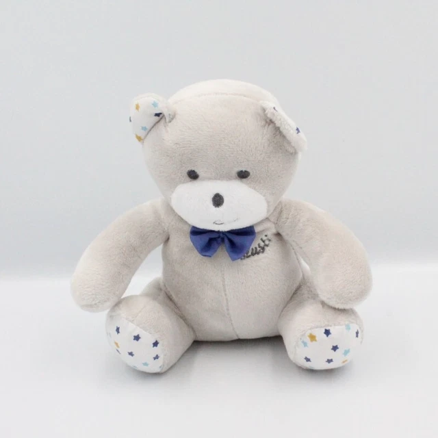 Doudou ours gris bleu blanc étoiles Musti Mustela - 22119