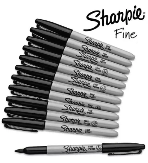 GENUINE Original Sharpie Black Marker Pens Fine Bullet Tip Permanent Markers