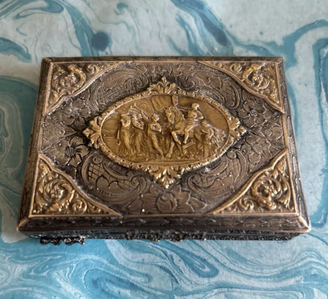 Antique 800 * Silver Snuff Box, Circa 1900 With 5 Gold Appliqué