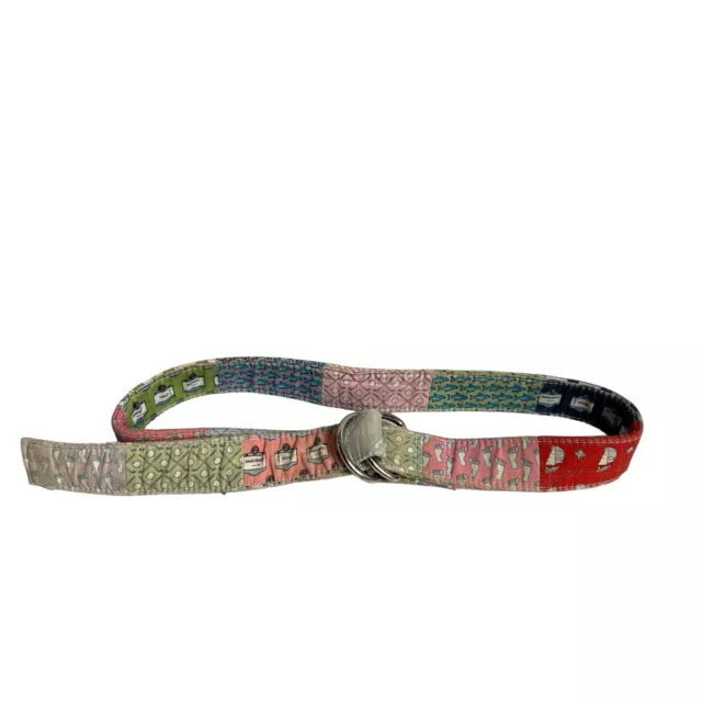 Vineyard Vines belt patchwork Medium cotton d ring multicolor pink green blue