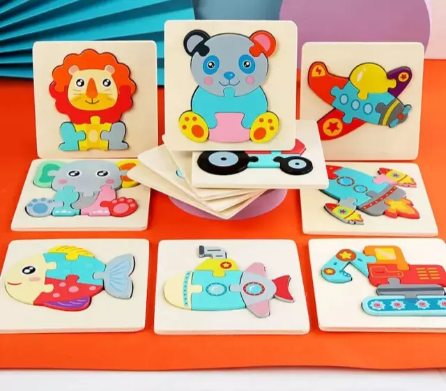 Kids Toy 3D Wooden Puzzle Jigsaw Board  Cartoon Animal Car Puzzles for Children