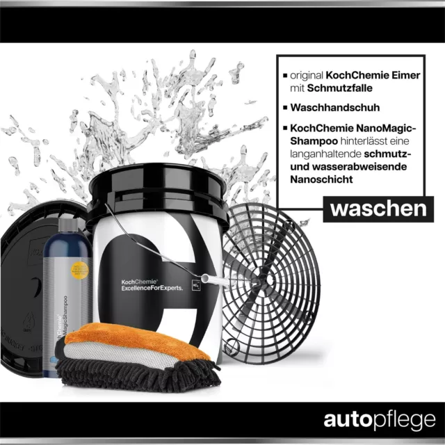 Koch Chemie Wasch Eimer NanoMagic Autoshampoo AllroundQuickShine Gamma Dryer Set 3