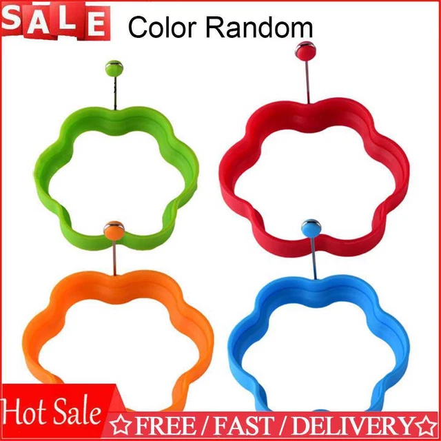 Anelli Cucina Uovo Silicone Colore Antiaderente Casuali per Gadget Cucina (Fiore)