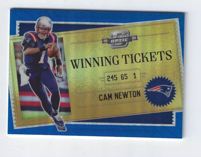 2020 Panini Contenders Optic Winning Tickets Blue #9 Cam Newton