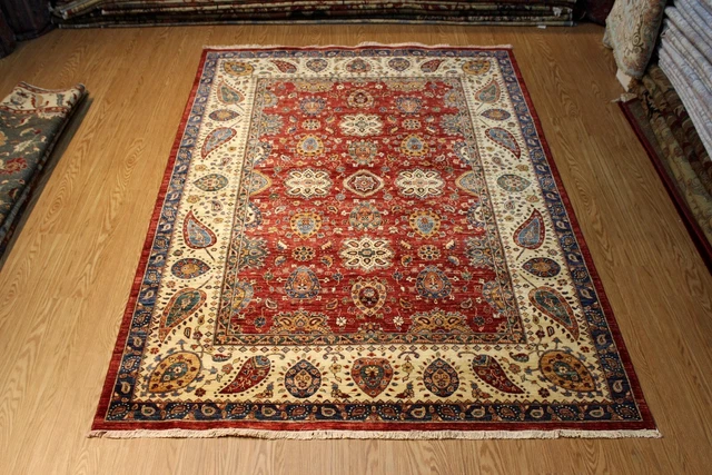 Fine Quality PERSIANN Handmade Hand knotted 7'x10' Red background Floral Rug