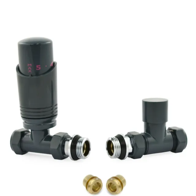 Thermostatic Radiator Valves Modern Pair 10mm Straight TRV - Cascade | Hot Flow