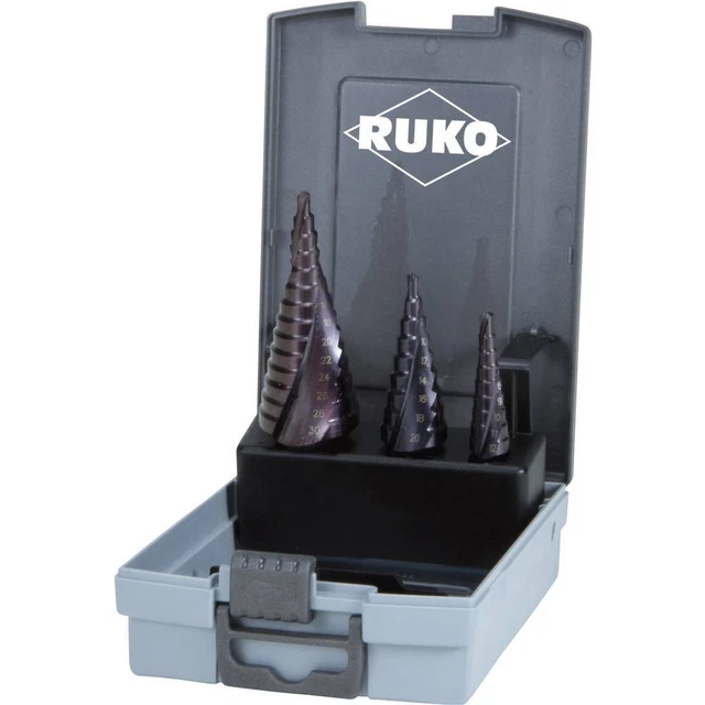 RUKO 101026FRO Jeu de forets étagés 3 pièces 4 - 12 mm, 4 - 20 mm, 4 - 30 mm