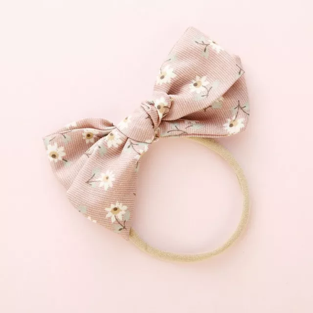 Elastic Flower Headband - Nylon Bowknot Flower Print Headwear Kids Accessories