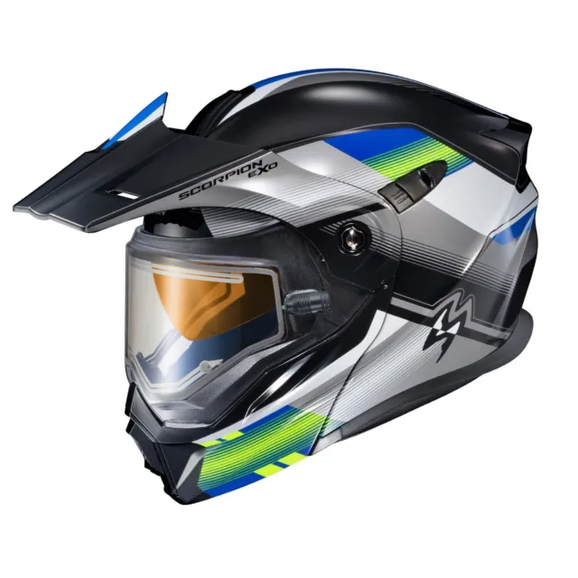 Scorpion EXO-AT950 Zec Snow Helmet w/Electric Heated Shield Blue/Hi-Vis
